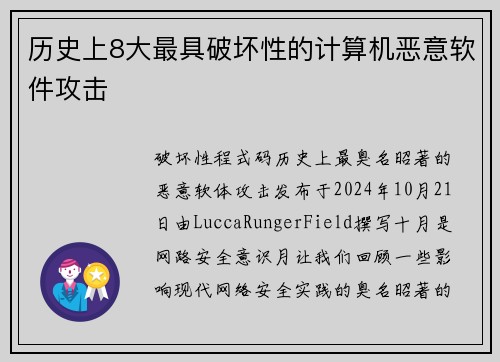 历史上8大最具破坏性的计算机恶意软件攻击